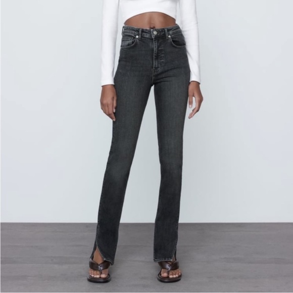 Zara Denim - NWOT ZARA distressed straight leg with slit jeans
